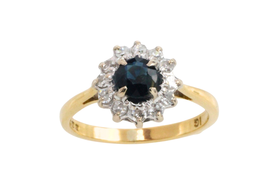 Vintage sapphire and diamond ring-engagement rings-The Antique Ring Shop