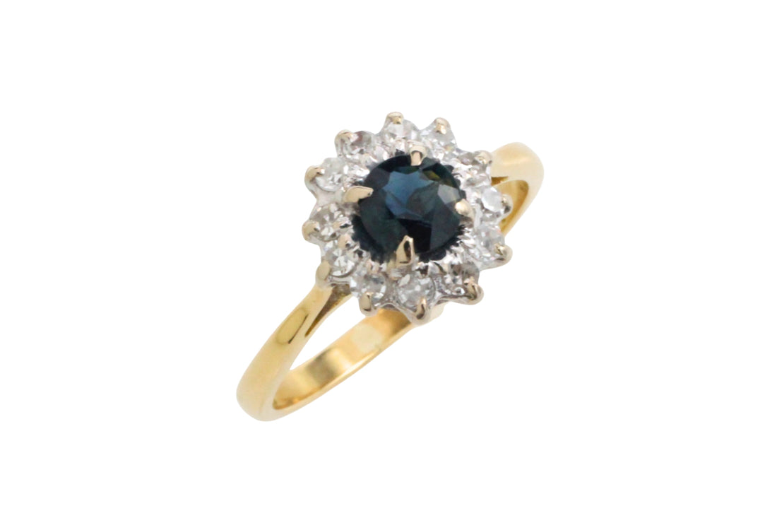 Vintage sapphire and diamond ring-engagement rings-The Antique Ring Shop