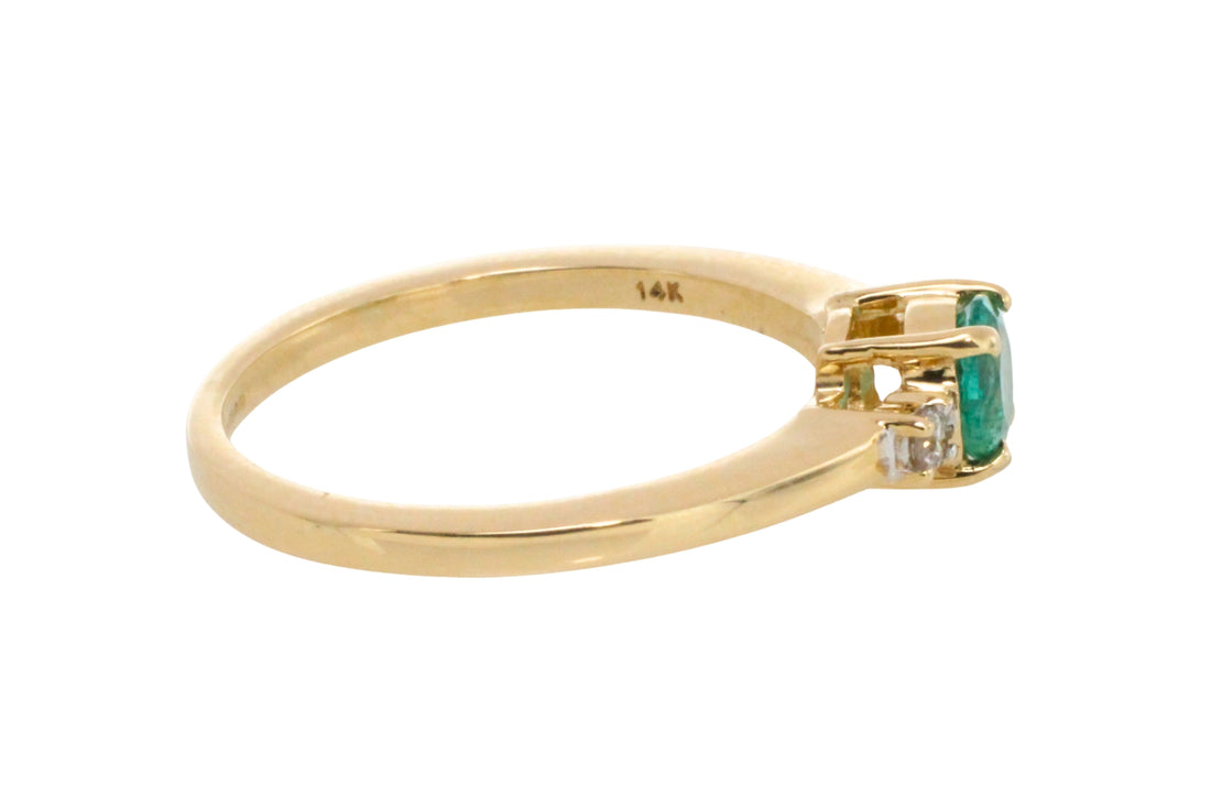 Emerald and diamond ring in 14 carat gold-engagement rings-The Antique Ring Shop