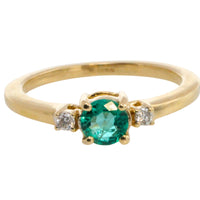 Emerald and diamond ring in 14 carat gold-engagement rings-The Antique Ring Shop