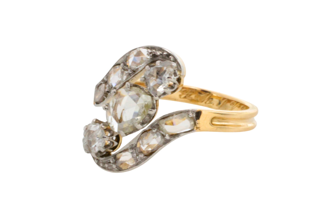 Antique rose diamond swirl ring