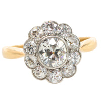 Edwrdian old cut diamond cluster ring in 18 carat gold