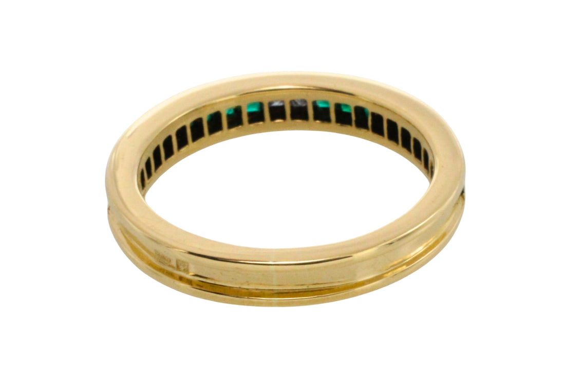 Emerald and diamond band in 18 carat gold-wedding rings-The Antique Ring Shop