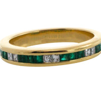 Emerald and diamond band in 18 carat gold-wedding rings-The Antique Ring Shop