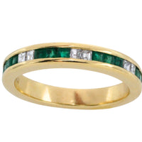 Emerald and diamond band in 18 carat gold-wedding rings-The Antique Ring Shop