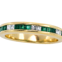 Emerald and diamond band in 18 carat gold-wedding rings-The Antique Ring Shop