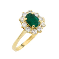 Vintage emerald and diamond ring in 18 carat gold