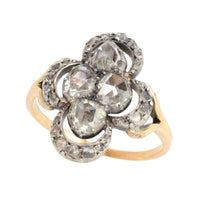 Rose diamond ring in silver and gold