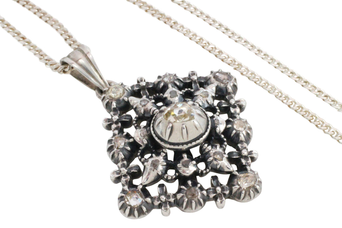 Rose diamond pendant in silver