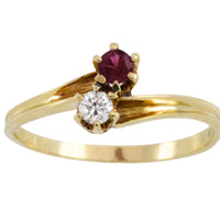 Ruby and diamond Toi et Moi ring