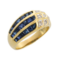 Carre sapphire and diamond ring in 18 carat gold