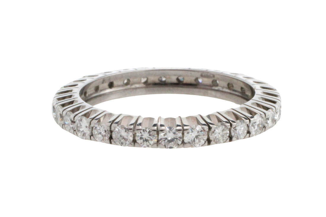 White gold eternity band with diamonds