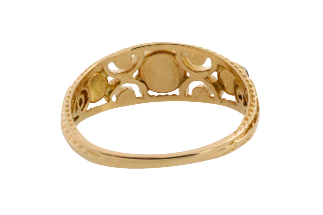 Garnet filigree ring in 14 carat gold-Vintage Rings-The Antique Ring Shop