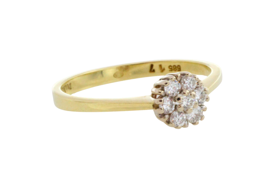 Diamond cluster ring in 14 carat gold