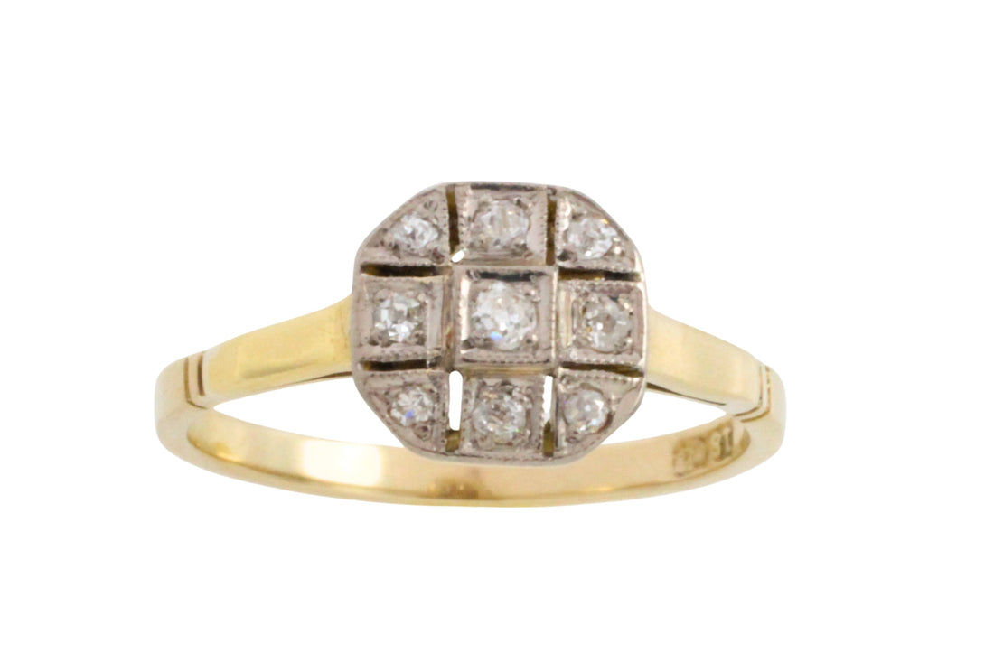 Edwardian 18 carat gold diamond panel ring