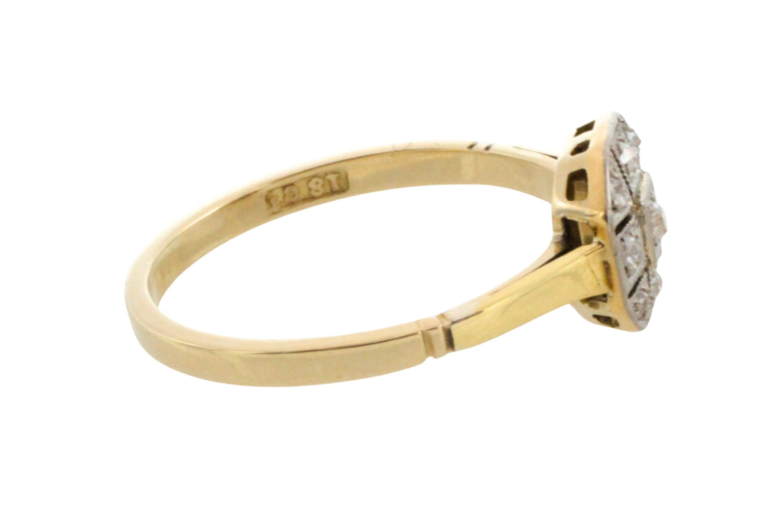 Edwardian 18 carat gold diamond panel ring