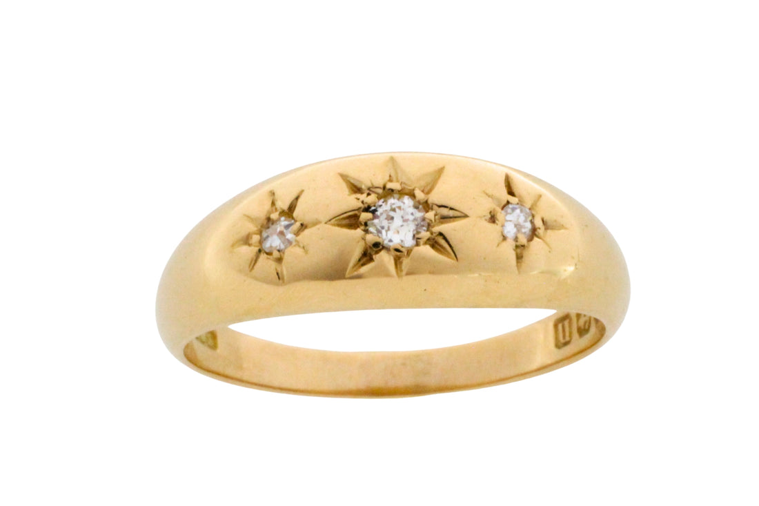 Edwardian old cut diamond gypsy ring from 1912
