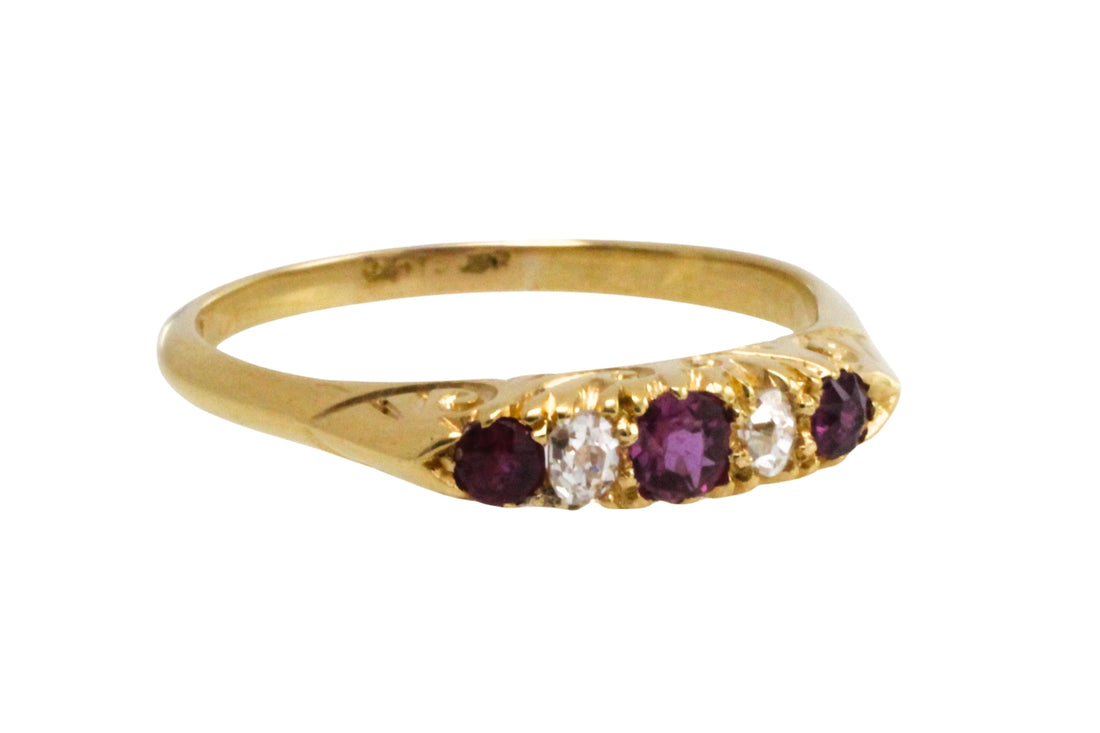 Edwardian ruby and old cut diamond ring-Antique rings-The Antique Ring Shop