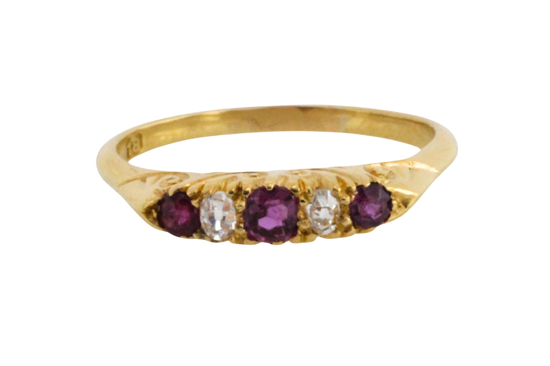 Edwardian ruby and old cut diamond ring-Antique rings-The Antique Ring Shop