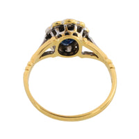 Vintage sapphire and rose diamond ring in 18 carat gold and platinum-engagement rings-The Antique Ring Shop
