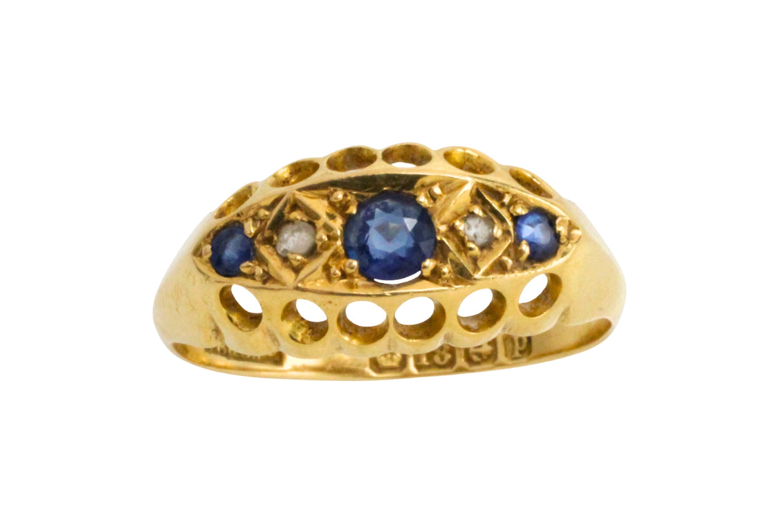 Edwardian sapphire and rose diamond ring from 1914