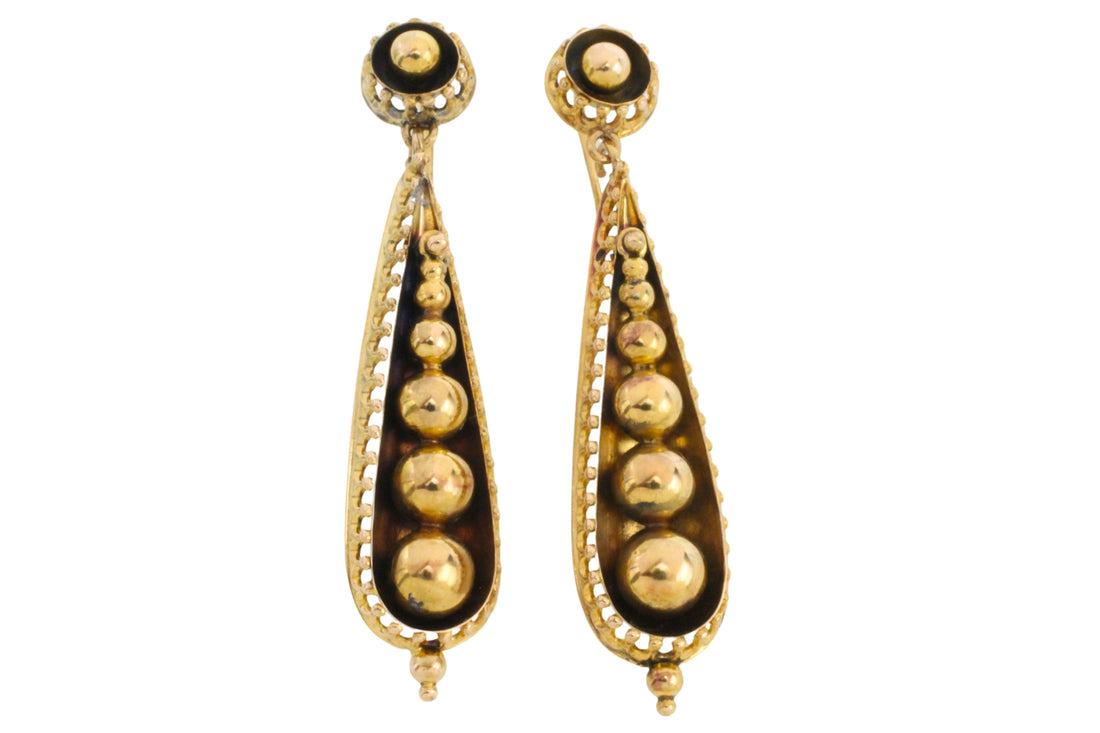 Victorian 15 carat gold pendant earrings