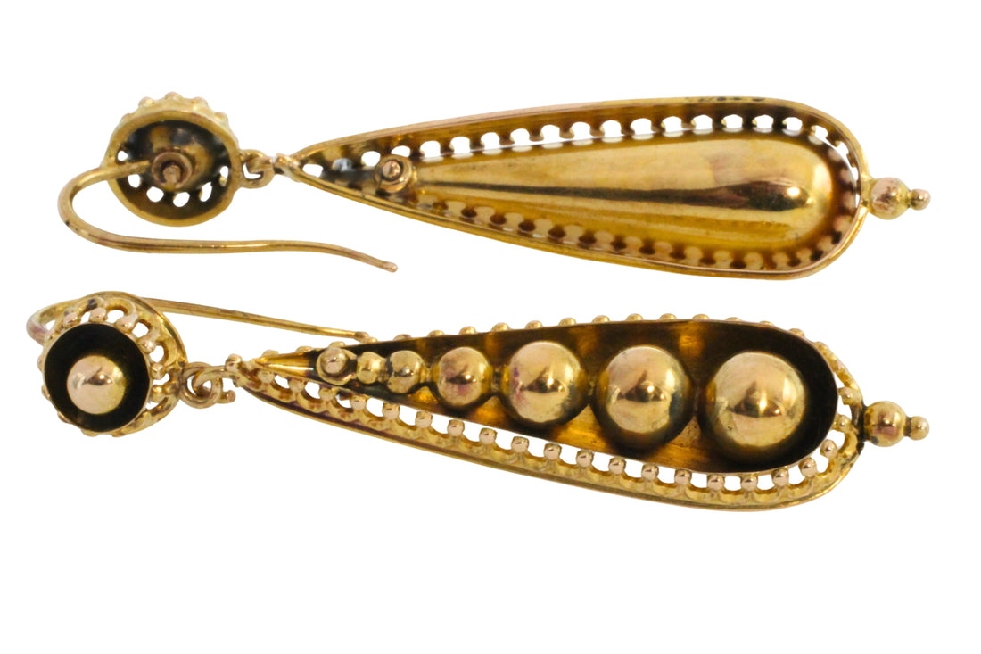 Victorian 15 carat gold pendant earrings