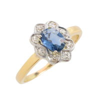 Vintage sapphire and diamond cluster ring