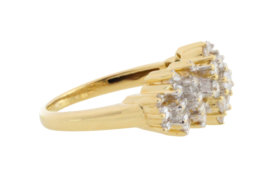 Vintage baguette and brilliant cut diamond ring