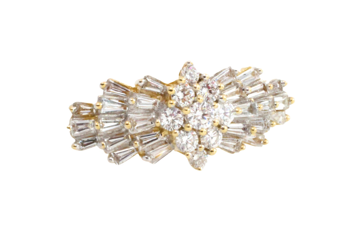 Vintage baguette and brilliant cut diamond ring