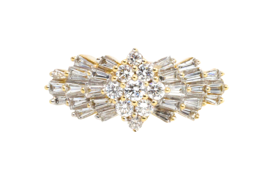 Vintage baguette and brilliant cut diamond ring