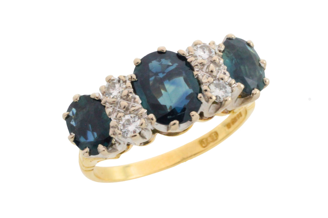 Vintage sapphire and diamond ring in 18 carat gold