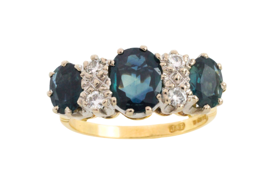 Vintage sapphire and diamond ring in 18 carat gold