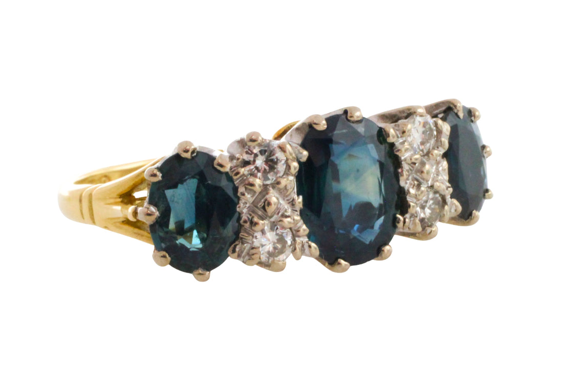 Vintage sapphire and diamond ring in 18 carat gold