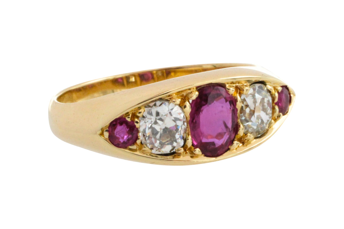 Victorian ruby and old mine cut diamond ring