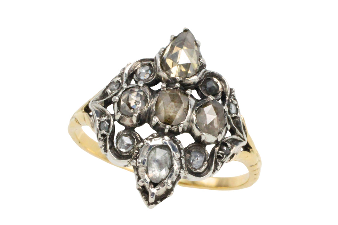 Antique rose diamond ring in silver and gold-Antique rings-The Antique Ring Shop