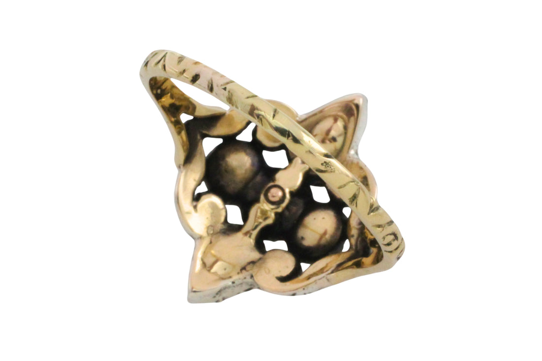 Antique rose diamond ring in silver and gold-Antique rings-The Antique Ring Shop