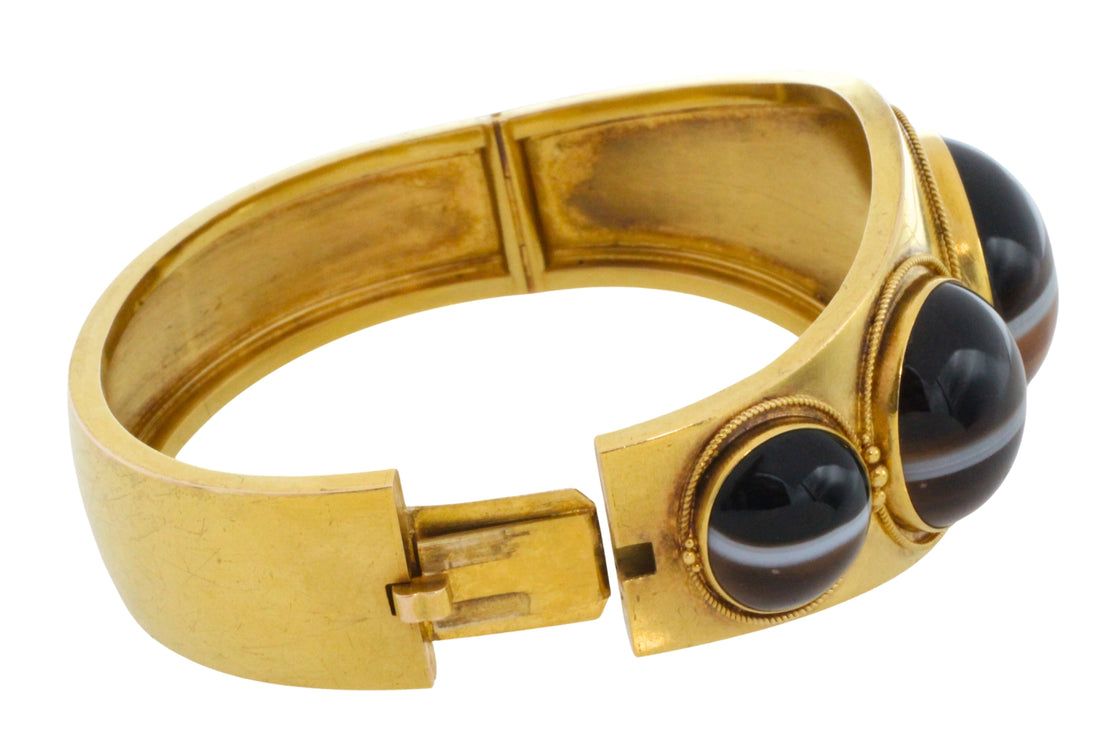 Victorian agate bracelet in 15 carat gold-Bracelets-The Antique Ring Shop