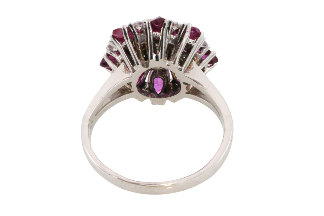 White gold ruby and diamond ring