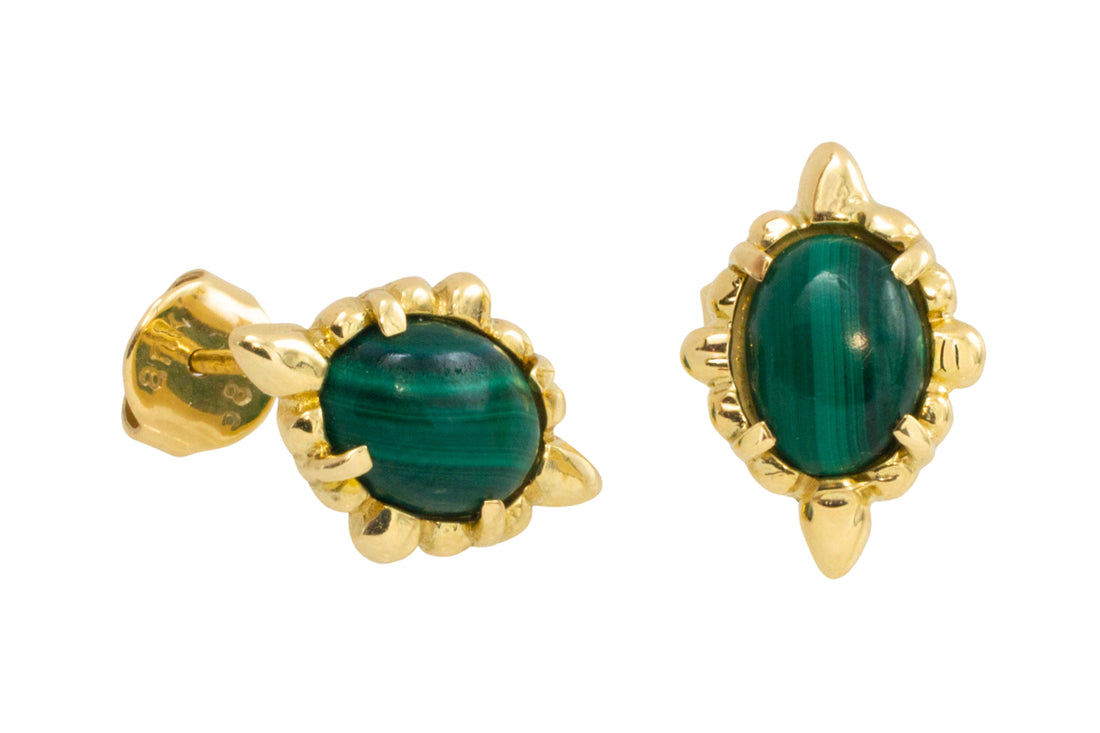 Malachite earrings in 14 carat gold