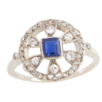 Platinum Art Deco sapphire and diamond ring