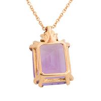 Amethyst and diamond pendant in rose gold