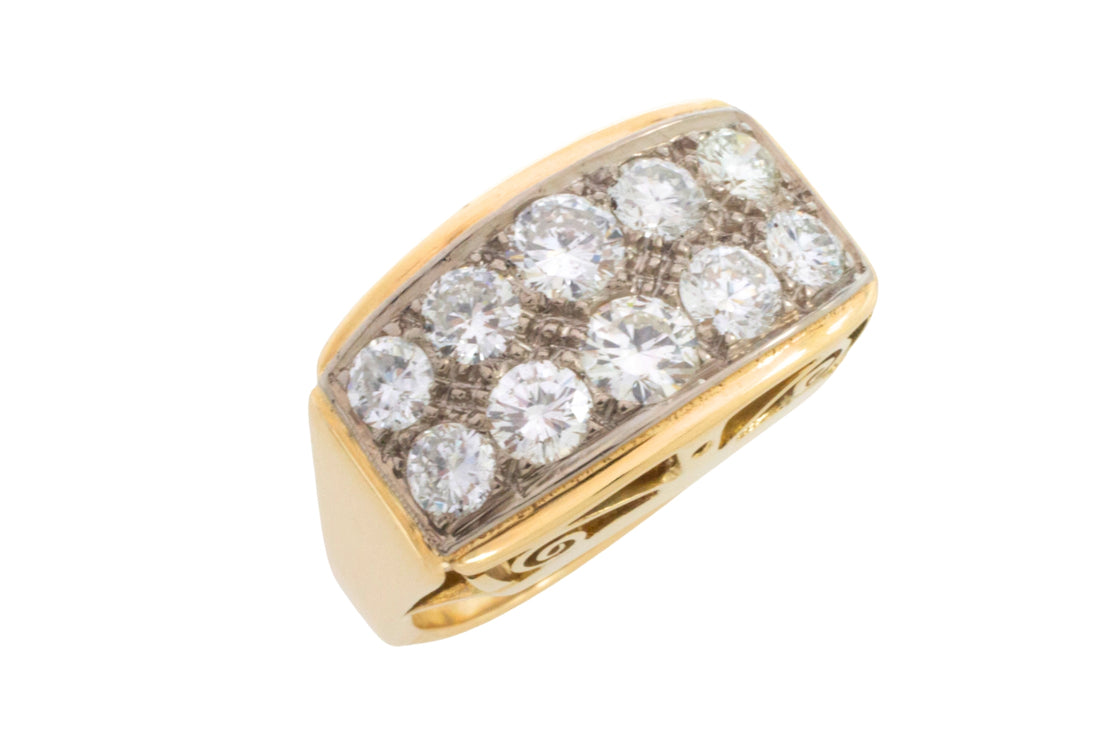 Vintage diamond double row ring in 14 carat gold
