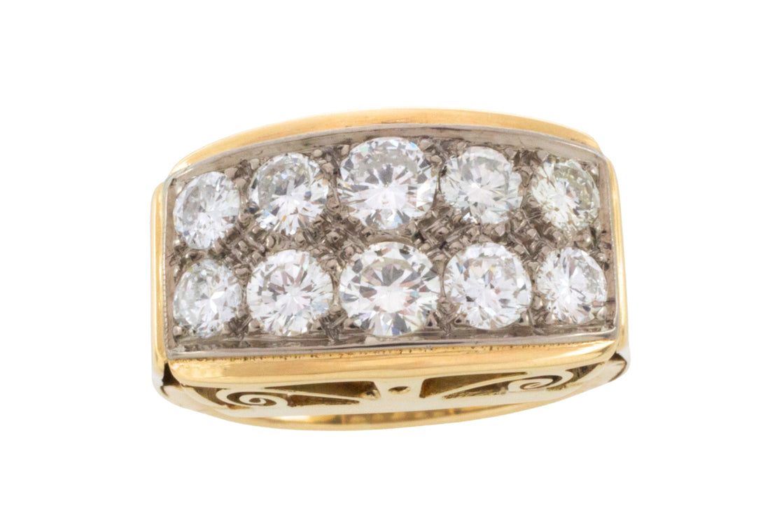 Vintage diamond double row ring in 14 carat gold