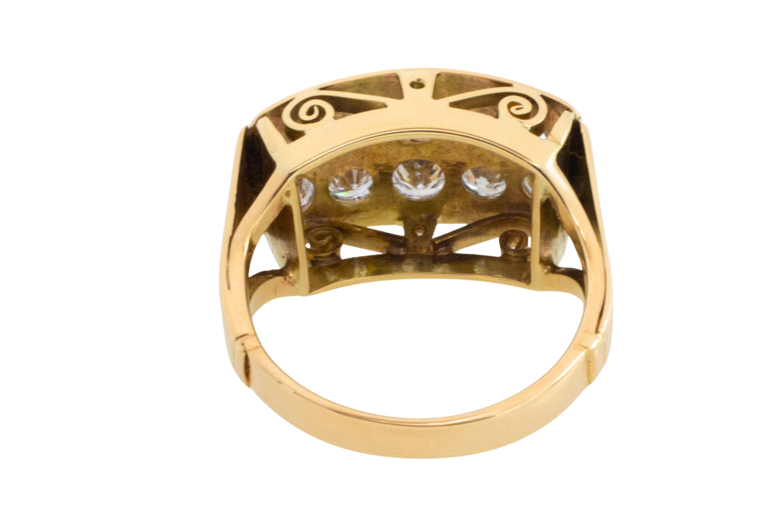 Vintage diamond double row ring in 14 carat gold