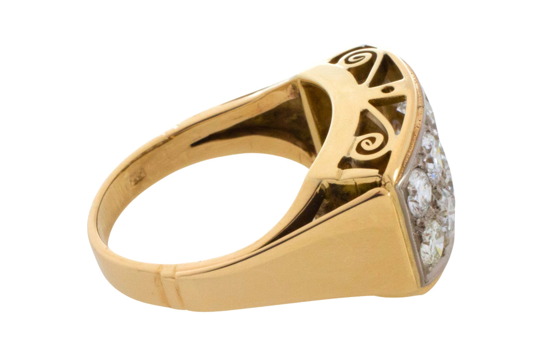 Vintage diamond double row ring in 14 carat gold