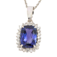 Tanzanite and diamond pendant in white gold