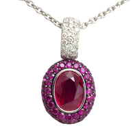 Ruby and diamond pendant in white gold