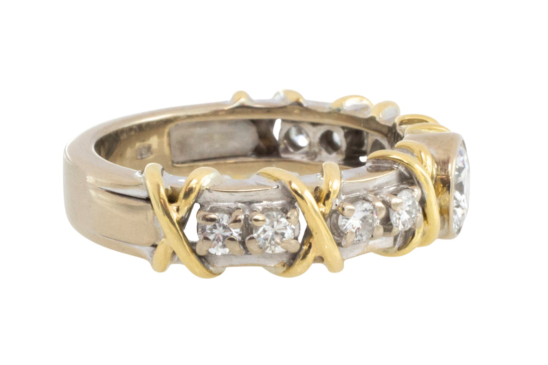 Diamond ring in yellow and white gold