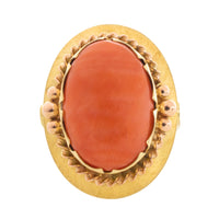 Cabochon angel skin ring in 14 carat gold